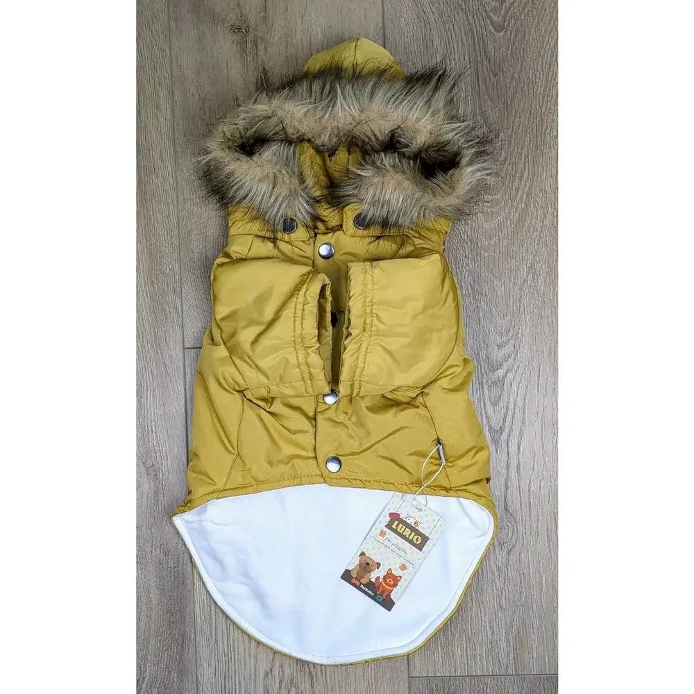 Lurio Pet BoBo Dog Parka Jacket Large Air Force Hooded Winter Removable Hood NEW